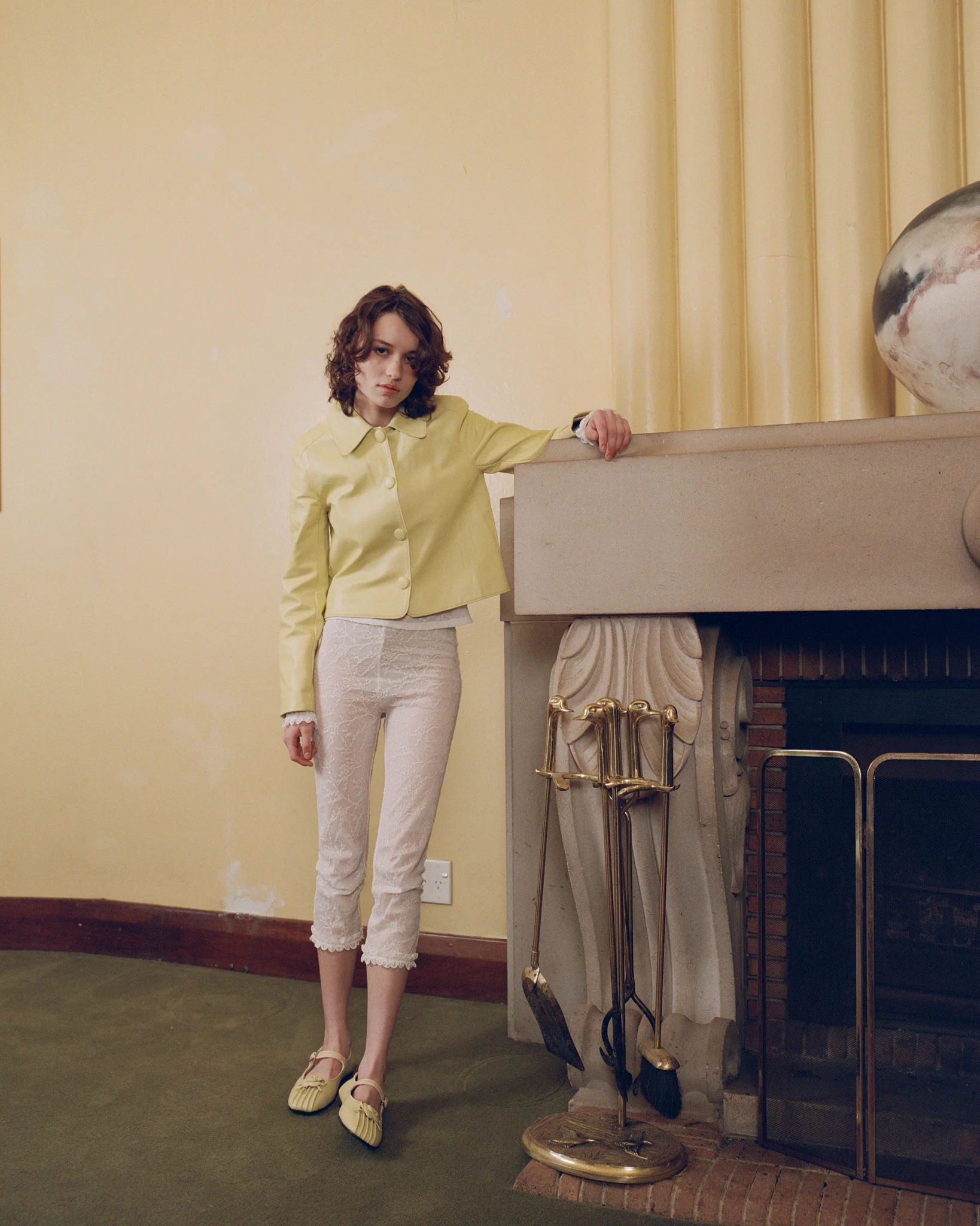 Buttoned Leather Jacket - Marigold - Image 3