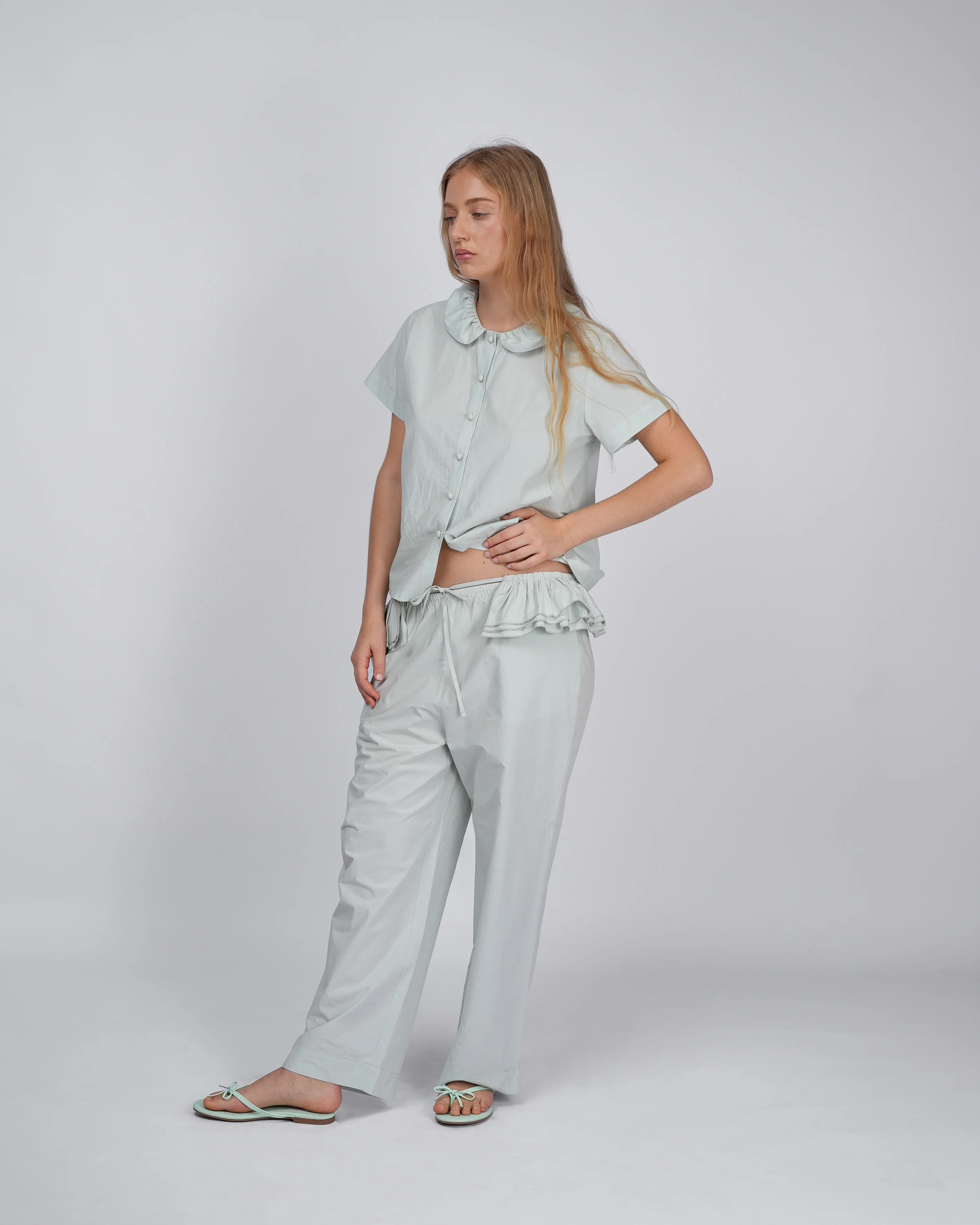 Detachable Ruffle Belt Pant - Mint - Image 3