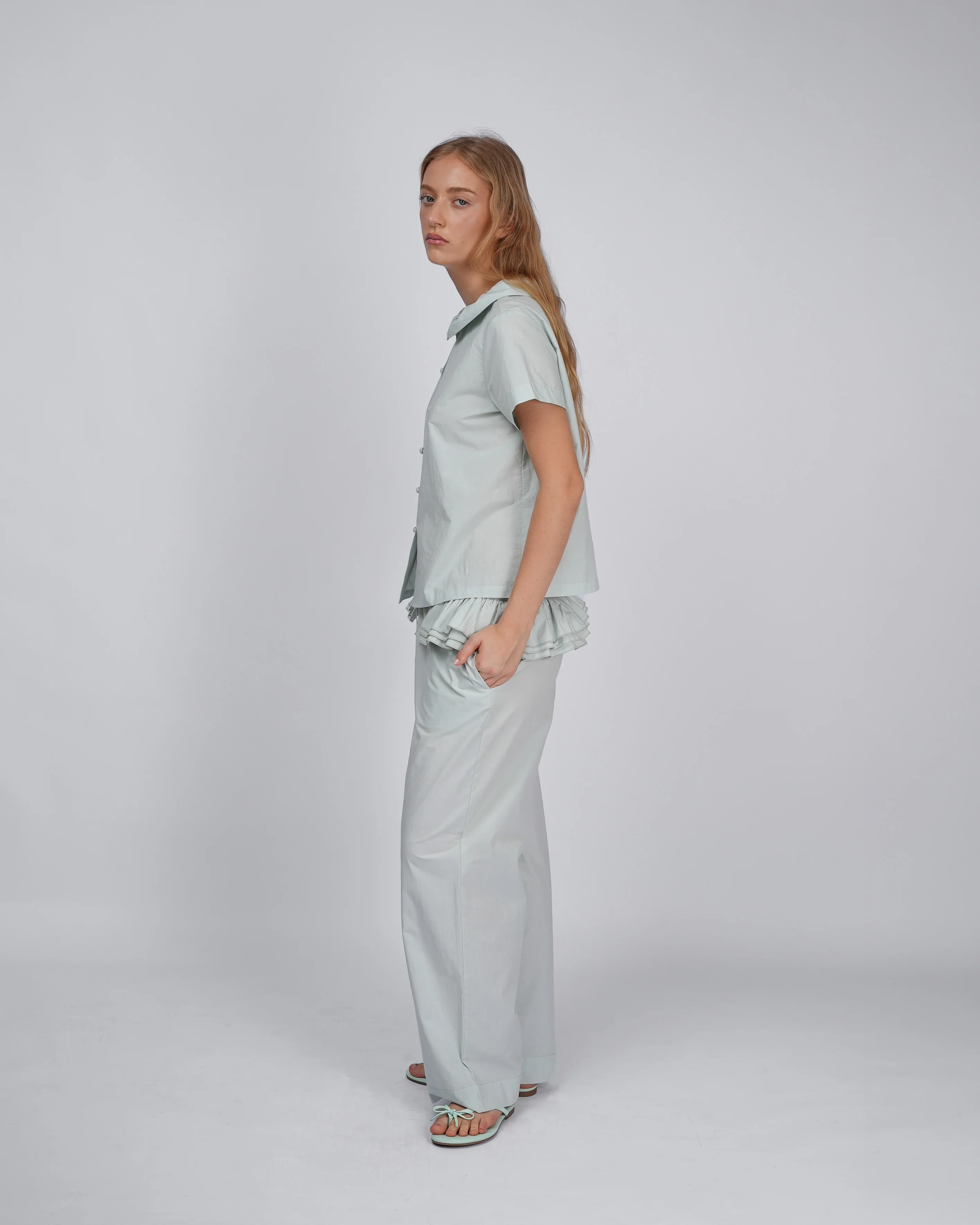 Detachable Ruffle Belt Pant - Mint - Image 5