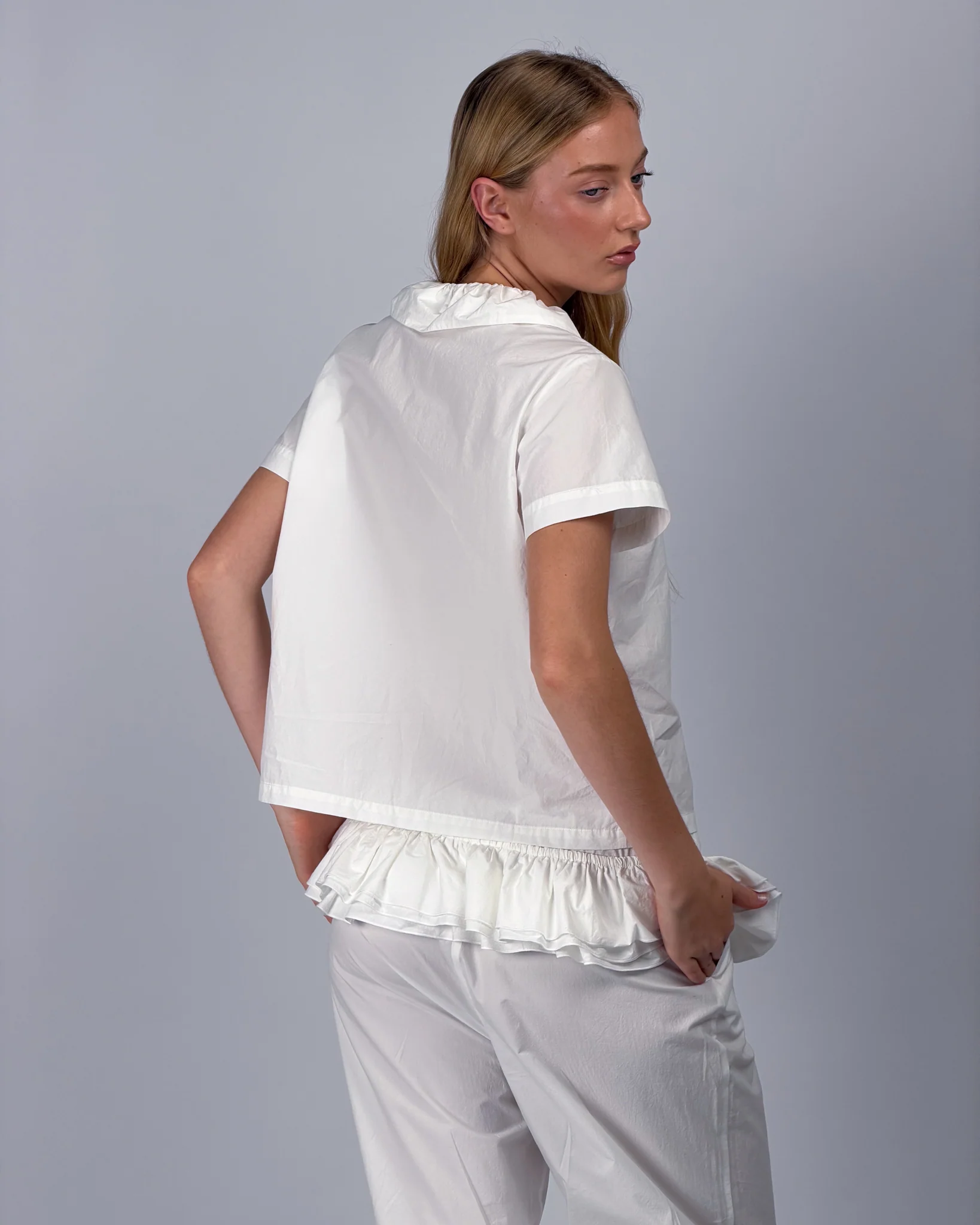Detachable Ruffle Belt Pant - White - Image 6