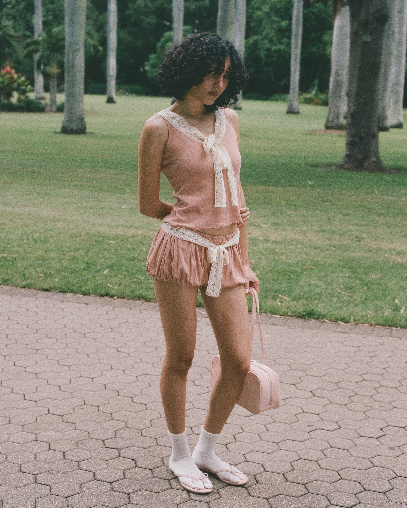 Lace Bow Shorts - Rose Veil - Image 3
