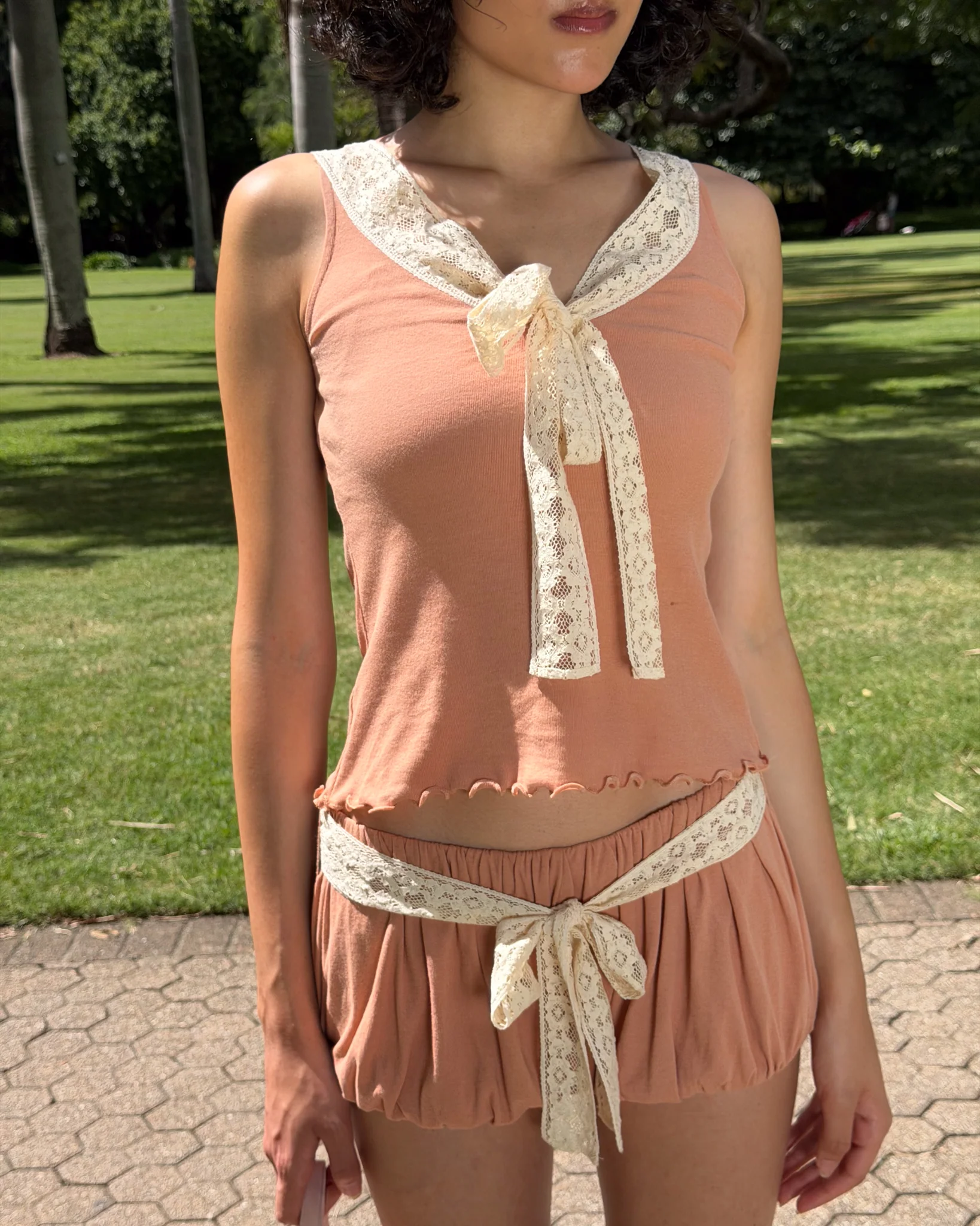 Lace Bow Shorts - Rose Veil - Image 4