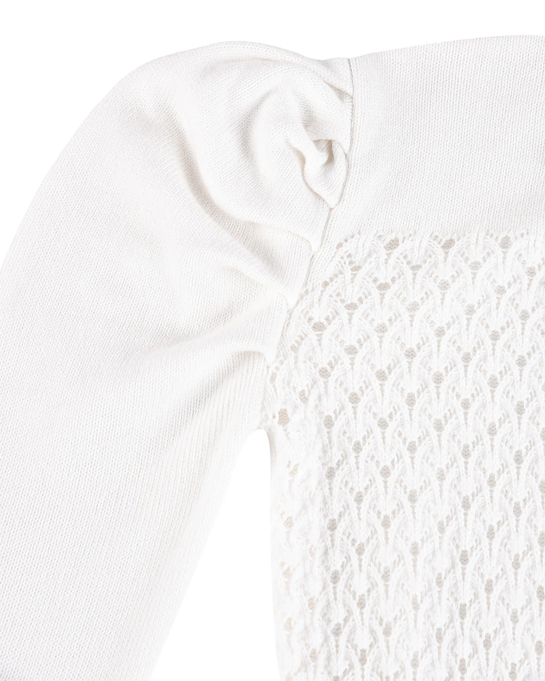 Laceweave Ribbon Puff Sweater - White - Image 8