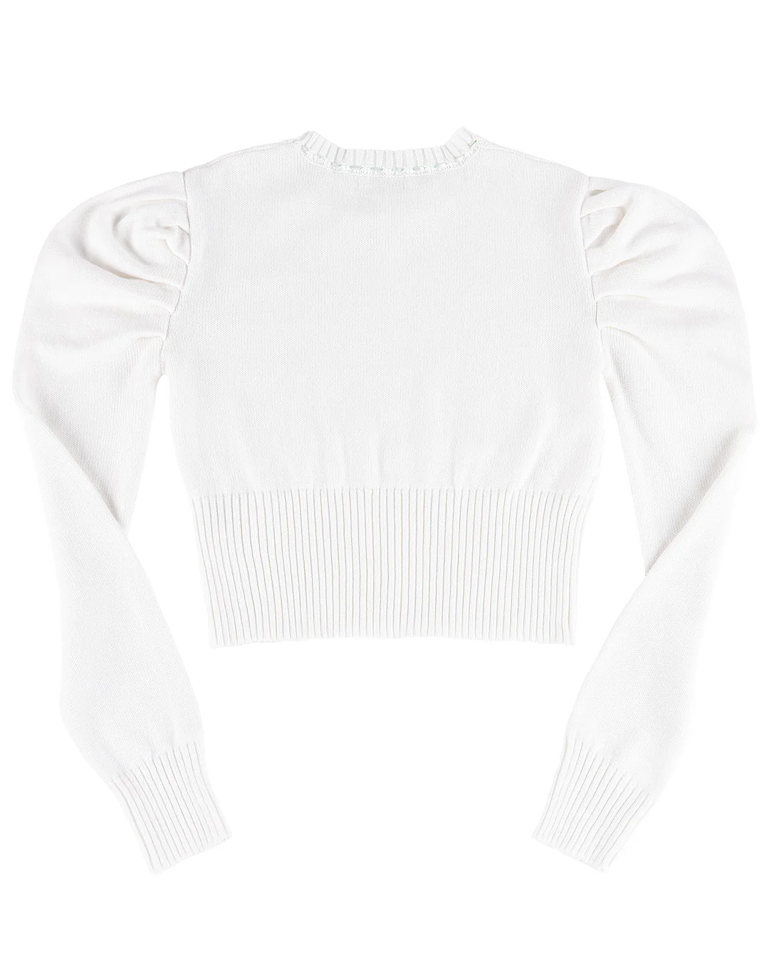 Laceweave Ribbon Puff Sweater - White - Image 9