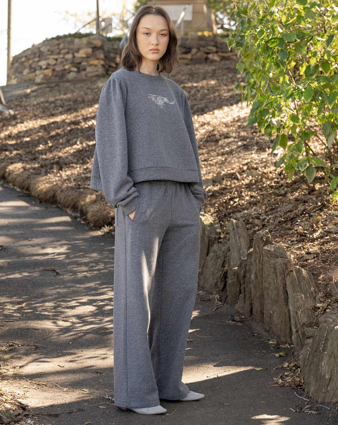 Rosette Fleece Logo Crewneck - Dusk - Image 4