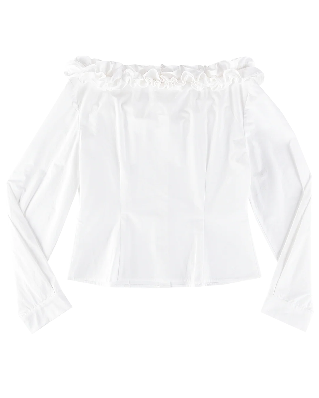 Ruffle Neck Corset Blouse - White - Image 7