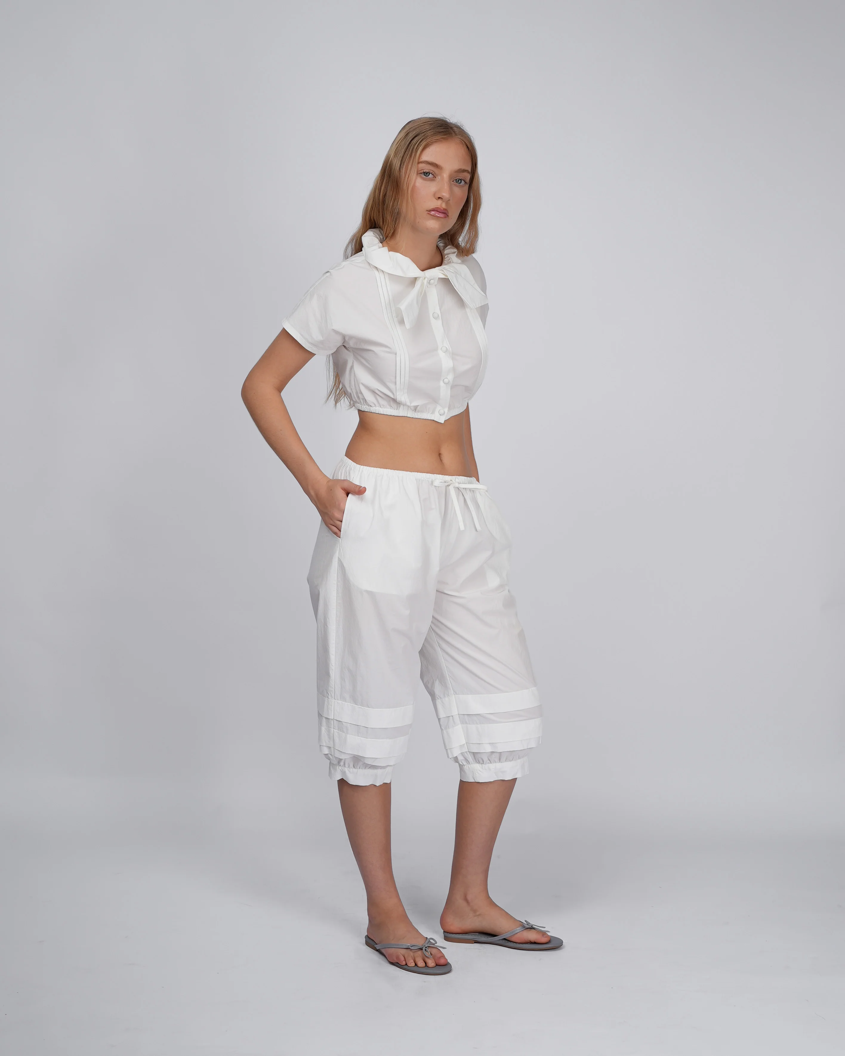 Sail Pleat Pants - White - Image 3