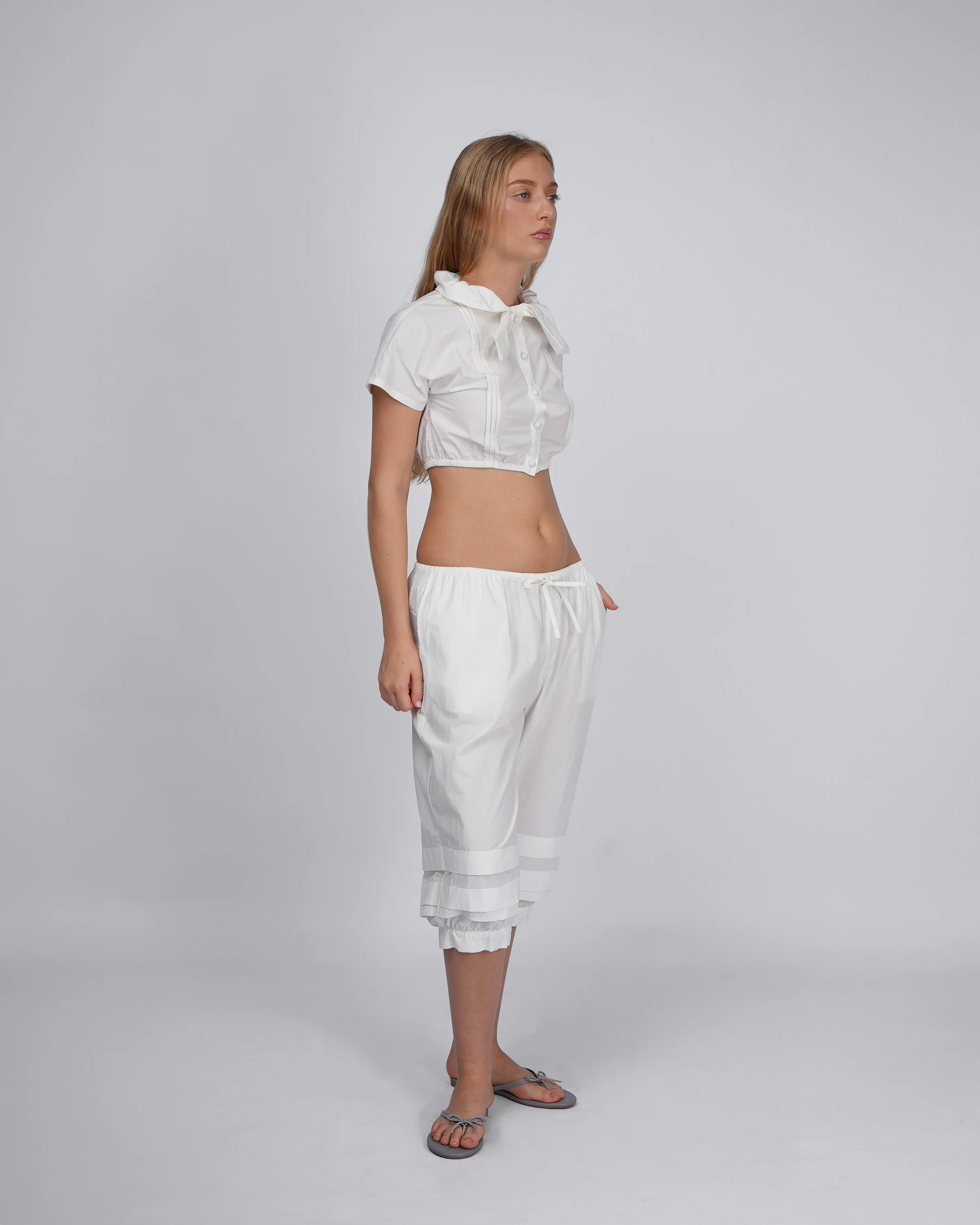 Sail Pleat Pants - White - Image 5