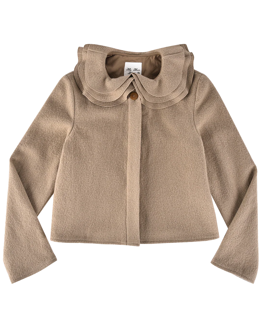 Wool Frill Neck Jacket - Fawn