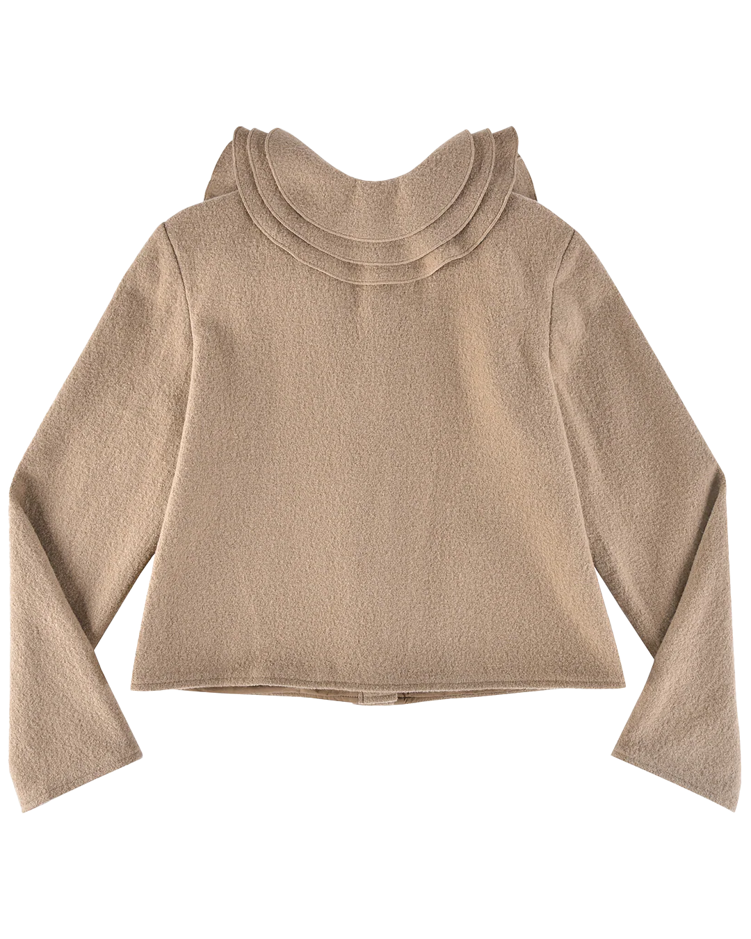 Wool Frill Neck Jacket - Fawn - Image 10